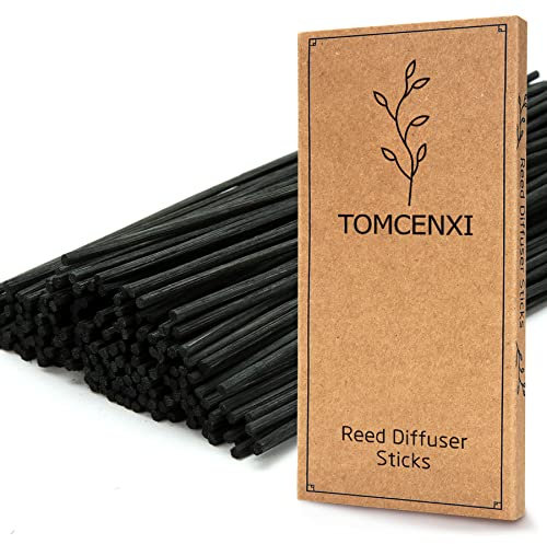 TOMCENXI Reed Diffuser Sticks,19 cm Natural Rattan Wood Sticks,Diffuser Refills,Essential Oil Aroma Diffuser Replacements Sticks for Home,Office (Black Colour65)