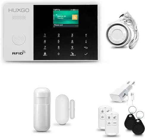 HUXGO® HXA005 Alarmanlage Haus WiFi + GSM mit Sirene | Alarm System mit Bewegungssensor, Fensteralarm/Türalarm | Wohnmobil Alarmanlage Fernbedienung | Smart Home Security TUYA