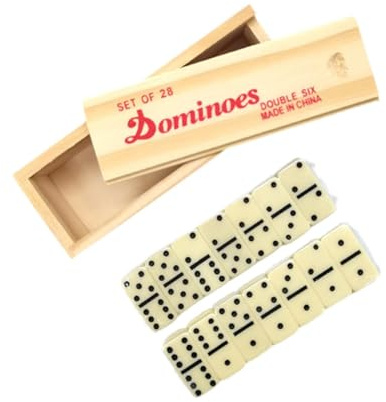 F Fityle Ensemble de jeu de dominos, outil pédagogique, cadeaux, 28 dominos, jeu de table en mélamine multifonctionnel pour soirée de jeu en famille, adultes
