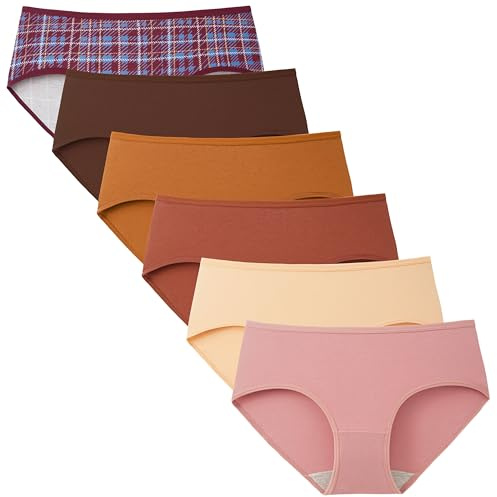 INNERSY Womens Underwear Cotton Hipster Panties Regular & Plus Size 6-Pack(Retro Plaid,XX-Large)