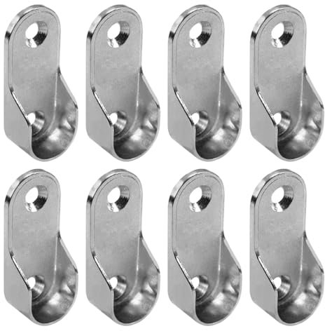 8pcs Oval Wardrobe Rail Ends Supports Rail Brackets, Wall Mount Wardrobe Rod Bracket, Clothes Rail Hanging Socket Closet, Wardrobe Rail Shower Curtain Rod Curtain Fittings