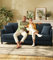 Welzona 211cm Sofa 3 Sitzer, Bequeme 3 Sitzer Sofas, Teddy Fleece Sofa Couch, Werkzeugfreier Aufbau Couches für Wohnzimmer, Ganzholz 3er Sitzsofa, Kleine Couch 2 Kissen inklusive, Blau Grau
