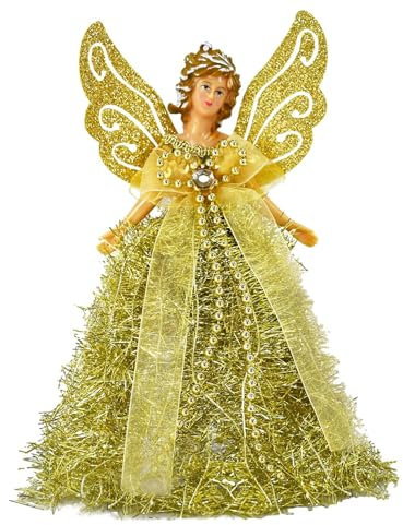 Ängelträd, julängel, julängel, med vingar, ängelprydnad, festgåvor för hem och kontor, guld, vit