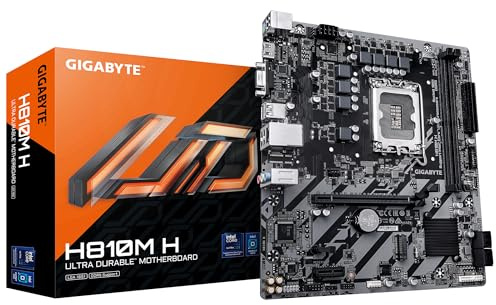 GIGABYTE H810M H Mainboard – Intel Core Ultra (Serie 2) CPUs, 4+1+2 Phasen VRM, bis zu 6400 MHz DDR5, 1xPCIe 4.0 M.2, 1GbE LAN, USB 3.2 Gen 1
