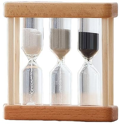 Clessidra combinata ispessita 1,3,5 minuti in legno, con combinazione di vetro, mini timer 3 in 1