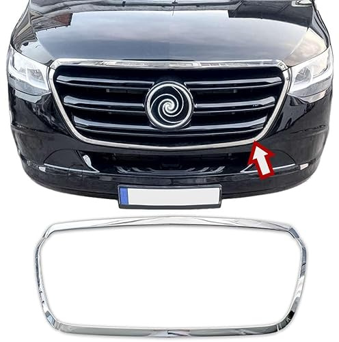 RECAMBO Telaio in acciaio inox per griglia anteriore, listello cromato lucido per finitura ottica, integrazione su misura, adatto per Mercedes Sprinter W907 W910 | dal 2018