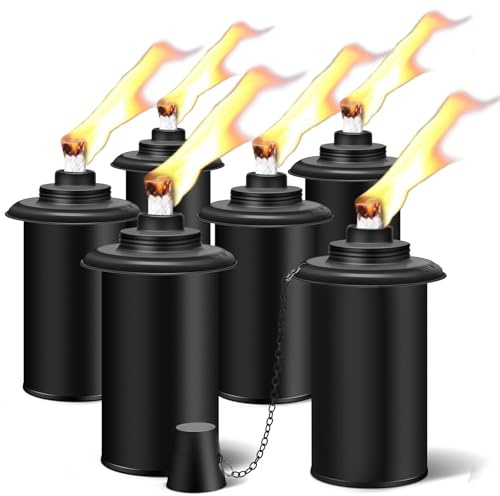 ZSPENG 6 Pack Torch Replacement Canisters, 16oz Bamboo Lantern Refillable Torches, Decorative Citronella Torch Canister for Yard, Patio, Deck, Garden Decor, Party