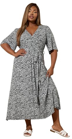 Yours Curve & White Floral Wrap Maxi Dress - Women's - Plus Size Curve