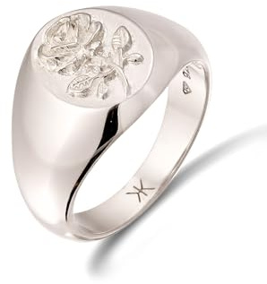 Kuzzoi Anello da uomo in argento 925 con motivo di rose, elegante, 64, Argento