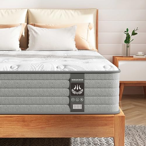 CIUANCE King Size Mattress 5FT, 10 Inch Gel Infused King Mattress with Individual Pocket Springs for Ultimate Support & Pressure Relief, Medium Firm Mattress in a Box 150x200x25 cm