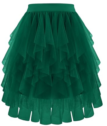 Bbonlinedress Tutu Falda de Tul hasta la Rodilla Enagua para Carnaval Cosplay Disfraz Ballet Falda Elástica Corta de Baile Dark Green L