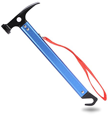 DANAIXZ Extractor Profesional de Martillo para Tienda de campaña, Herramienta de Acampada de aleación de Aluminio Resistente para Aventuras al Aire con Gancho de Acero al Carbono, (Azul)