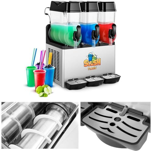 Royal Catering Máquina De Granizados RCSL 3/12 (3 x 12 L, 980 W, -2 a -3 °C, Libre de BPA, Ciclo de trabajo de 8 a 12 horas)