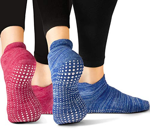 LA Active Non-Slip Grip Socks for Yoga Pilates Bar Ballet Women Men