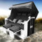 BRAST® Strandkorb Usedom | 3-Sitzer XXL | 2-3 Personen | 165cm breit | mehrere Designs | inkl. wetterfeste Abdeckhaube | verstellbare Rückenlehne Fußkissen | Anthrazit/Grau gestreift