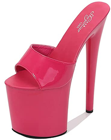 Sandali con Plateau con Tacco a Spillo da 20 cm da Donna Party Club Sexy Stripper Pole Dancing Tacchi Alti Plus Size Unisex,Rose Red,41 EU