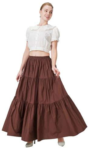 BEAUTELICATE Falda Larga Mujer Algodón Bohemio Falda Medieval Renacentista Gitana Gótico Victoriana Cosplay Ropa de Playa