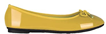 KRISP Damen Klasssische Ballerinas Lack Balerinaschuhe Flach Damenschuhe;Gelb;38;3701-YEL-5