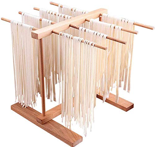 YZJSSL Secador de Pasta de Madera con Rejilla para Pasta, Secador de Pasta y Espagueti de Haya Natural Rejilla de Secado, Brazos Desmontables para hasta 4 Libras de Masa, Madera de Haya