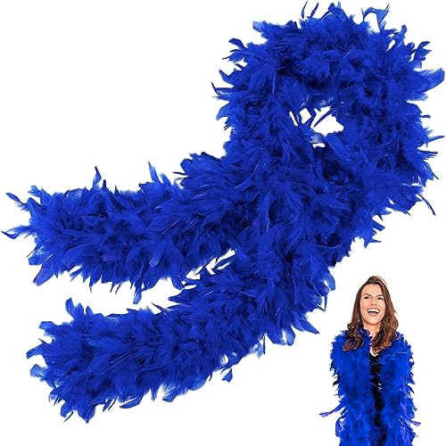 POPOYU Boa di piume, Blu reale, 2m/6.6ft