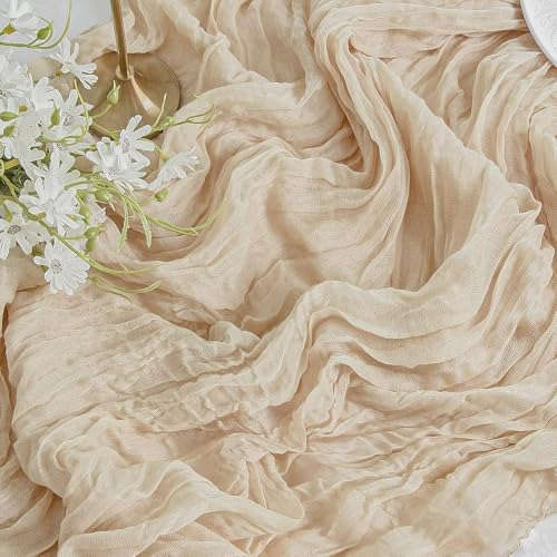 Mode Boho Gaze Käsetuch Beige Tischläufer 90x300 cm, Küche Tisch Dekoration Drinnen Urlaub Hochzeit Party Geburtstag Dekor