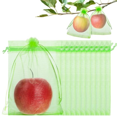 GWHOLE Sacchetti Protezione Uva Frutta 50 pz Verde 15 x 20 cm Sacchetti Rete Frutta Giardino Sacchetti Uva con Coulisse, Anti Vespe, Uccelli, Insetti, Attrezzi Utensili Strumenti Giradinaggio