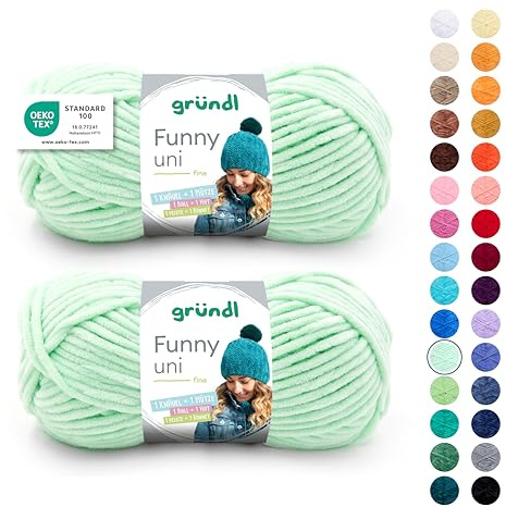 Gründl Laine Funny uni Laine chenille 2 pelotes 100 g, Vert pastel
