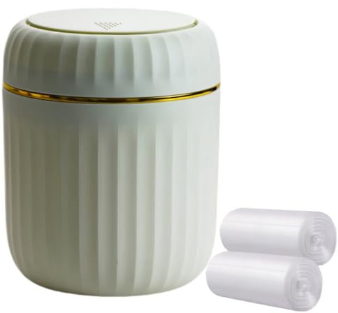 Siocok Desktop Trash Can,with Press Type Lid, Mini Desktop Bin, Small Plastic Waste Table Bin for Bathroom, Office, Dressing Table, Kitchen, With 60 sheets of Trash Bags