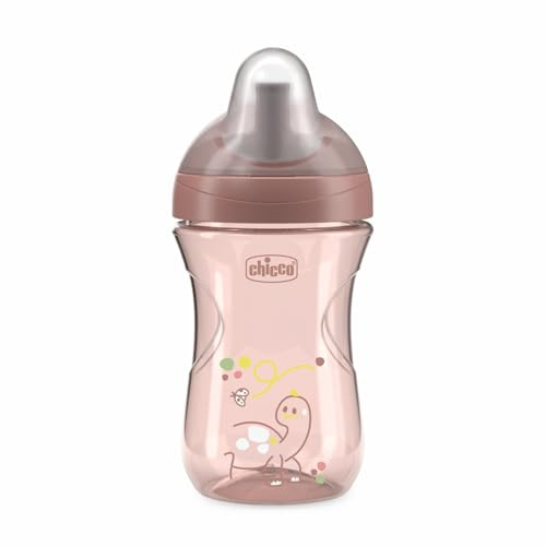 Chicco Advanced Cup Bicchiere Plastica Antigoccia 266 ml con Cannuccia, Beccuccio Ergonomico e Valvola, senza BPA, Rosa
