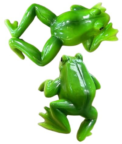 Generico Statua Da Giardino Rana,Decorazione Divertente Con Vaso A Forma Di Animale - Sculture Appendibili Rane Piccole Con Vaso Set Di 2 Per Terrazzo Prato Scrivania Mensola Decorazioni Terrario
