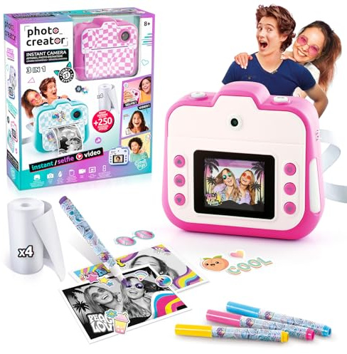Canal Toys – Photo Creator - Appareil Photo en Impression Instantané - Rose – Appareil Photo Enfant avec Papier Inclus – Idéal Souvenir, Selfies & créations – Dès 8 Ans - Idée Cadeau - CLK 055