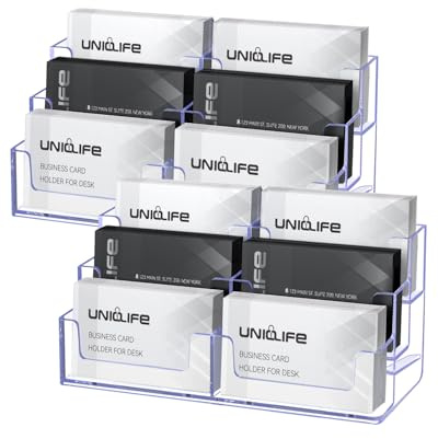 Uniclife 2 Pack Acrylic Business Card Holder for Desk 3 Tiers 6 Slots Clear Business Card Display Stand for Men & Women Desktop Business Card Organizer Card Stand for Office Home, 360 Card Capacity