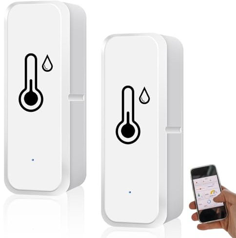 2 stycken smarta WiFi-termometrar för inomhus- och utomhusbruk, fuktighetssensor med intelligent app och dataloggning, minitermometrar hygrometer för växthus