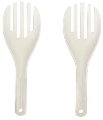2 st vit jumbo stor plast ris paddel spatel skopa gaffellikande, serveringsskedar, ris och potatisbestick 27 cm (10,63 tum) lång