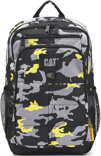 CAT Caterpillar Bennett Everyday Travel School Backpack Daypack 30L (84184-634 Camo Black/Grey/Yellow)