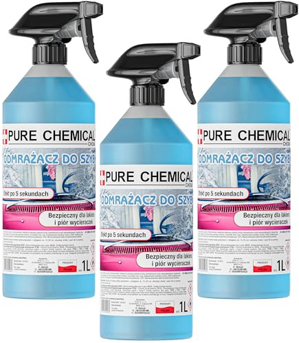 CHOSA Deghiacciante Spray per Vetri Auto Set 3 x 1L - Spray Antighiaccio per Parabrezza - Spray Antigelo con Nebulizzatore - Deghiacciante Rapido per visibilità Chiara