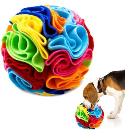 JIESHEPR Snurffelboll hund intelligensleksak, 10 cm plyschboll interaktiva tänkande spel för hundar, snuffelleksak hund för att främja mental utnyttjande, godisboll för hundar