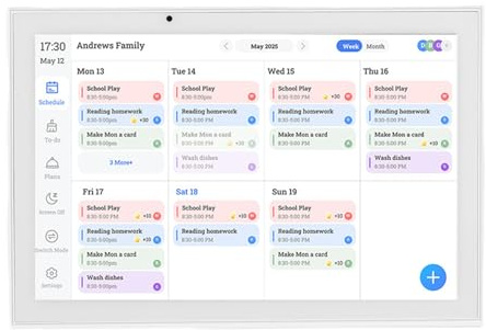 Topiky Calendario Digitale Smart Home Planner da 10,1 Pollici con Molteplici Funzioni per la Pianificazione Familiare e la Pianificazione dei Pasti (Spina UE 100-240 V)