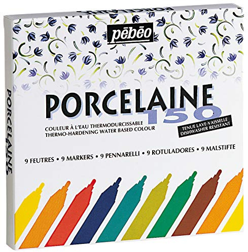 Pebeo PE020010 Porcelaine 150 China Paint Marker Set 9/Pkg-Bullet Tip Colors may vary, Count (Pack of 1)