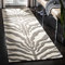SAFAVIEH Zebra Teppich für Wohnzimmer, Esszimmer, Schlafzimmer - Cambridge Collection, Kurzer Flor, Elfenbein und Dunkelgrau, 76 X 244 cm