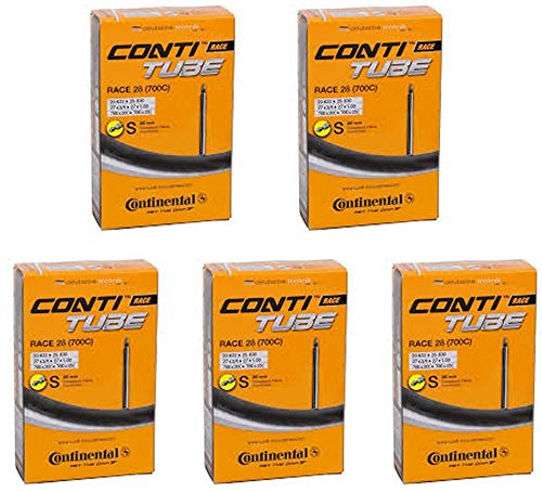 Continental Race 28 (700c) x 20-25c Bike Inner Tubes (PACK OF 5) - 80mm Long Presta Valve, Schwarz
