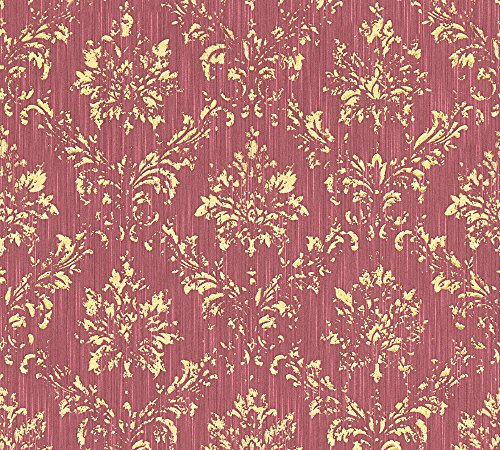 A.S. Création Architects Paper Textiltapete Metallic Silk Tapete mit Ornamenten barock 10,05 m x 0,53 m metallic rot Made in Germany 306626 30662-6