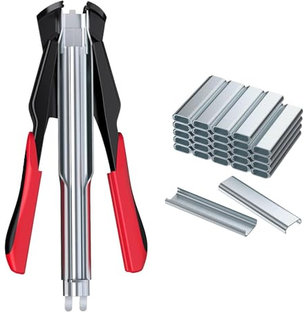 Proster Manual Hog Ring Plier Kit - Hog Ring Gun with 2500pcs Galvanized Steel Hog Rings for Auto Feed Fence Fastener Staple Plier Nailer for Pigpen Birdcage