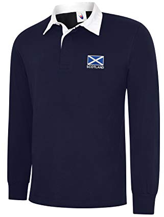 Uneek Clothing Rugby-Shirts, langärmlig, Schottland-Flagge 6 Nations Rugby Gr. XX-Large, marineblau