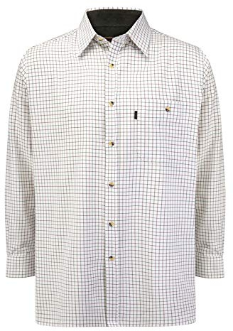 Walker and Hawkes – skjorta för män – rutig/landstil – långa ärmar – 100 % bomull, gRÖN, S
