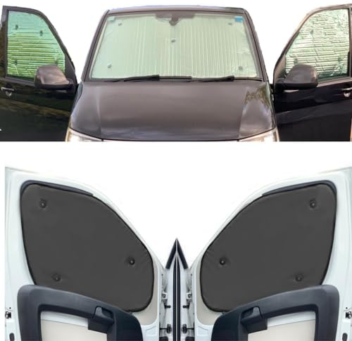 Fensterrollo-Set Kombatibel Mit VW T6.1 Transporter (2020-Date)(Komplettset LWB + Scheunentore) Rückenfarbe in Anthrazit, Reversibel und Thermisch