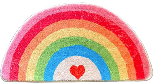 Badezimmerteppich Regenbogen Badematte rutschfest,Weiche Badteppich,Badvorleger Duschvorleger,Teppich Badezimmer Waschbar,Bad Teppich Flauschig60×90cm