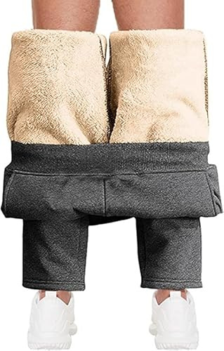 Sportbyxor Herr Fleecefodrade Tjocka Byxor Lediga Varma Joggingbyxor Vinterbyxor Herr Fleecebyxor Byxor (Color : Grau, Size : M)