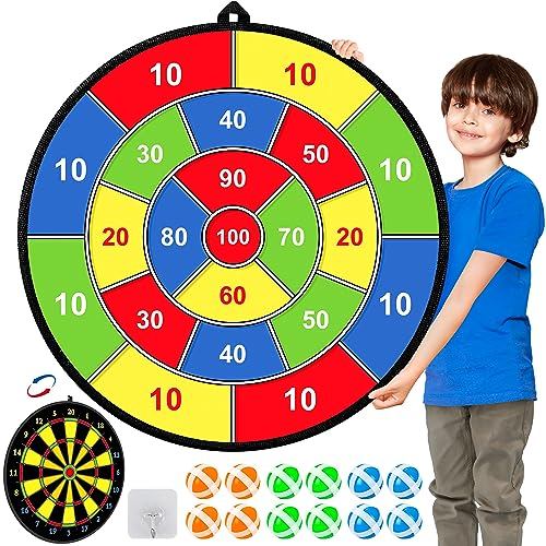 29 Doppelseitige Dartscheibe Kinder Game Mit 12 klebrigen Bällen,6 Darts,wurfspiel,Indoor/Outdoor Sport Fun Party Game,Spielzeug,Geburtstagsgeschenke für 3 4 5 6 7 8 9 10-12 Jahren Jungen Mädchen