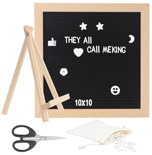 HonGien Filz Buchstaben Tafel, Filz-Briefbrett, Wechselbares Letterboard, 25x25CM Quadratisch Buchstabentafel für Home Decoration, Restaurant, Party (Schwarz)